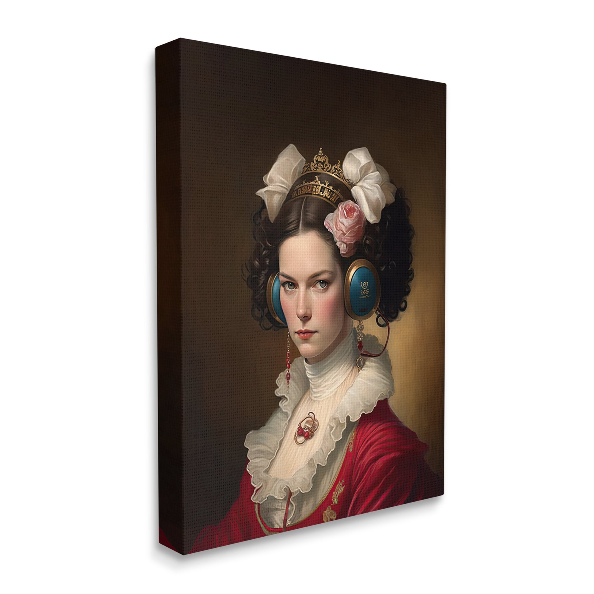 Stupell Industries Classic Girl Wearing Headphones Beauty & Fashion Painting Gallery Wrapped Canvas Print Wall Art, 30 x 40