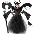 thumbnail image 2 of Disfraz de Maléfica para Halloween para niñas, elegante vestido de tutú negro para bautizo, disfraz de reina demonio, bruja, ropa de fiesta de carnaval, 2 of 5