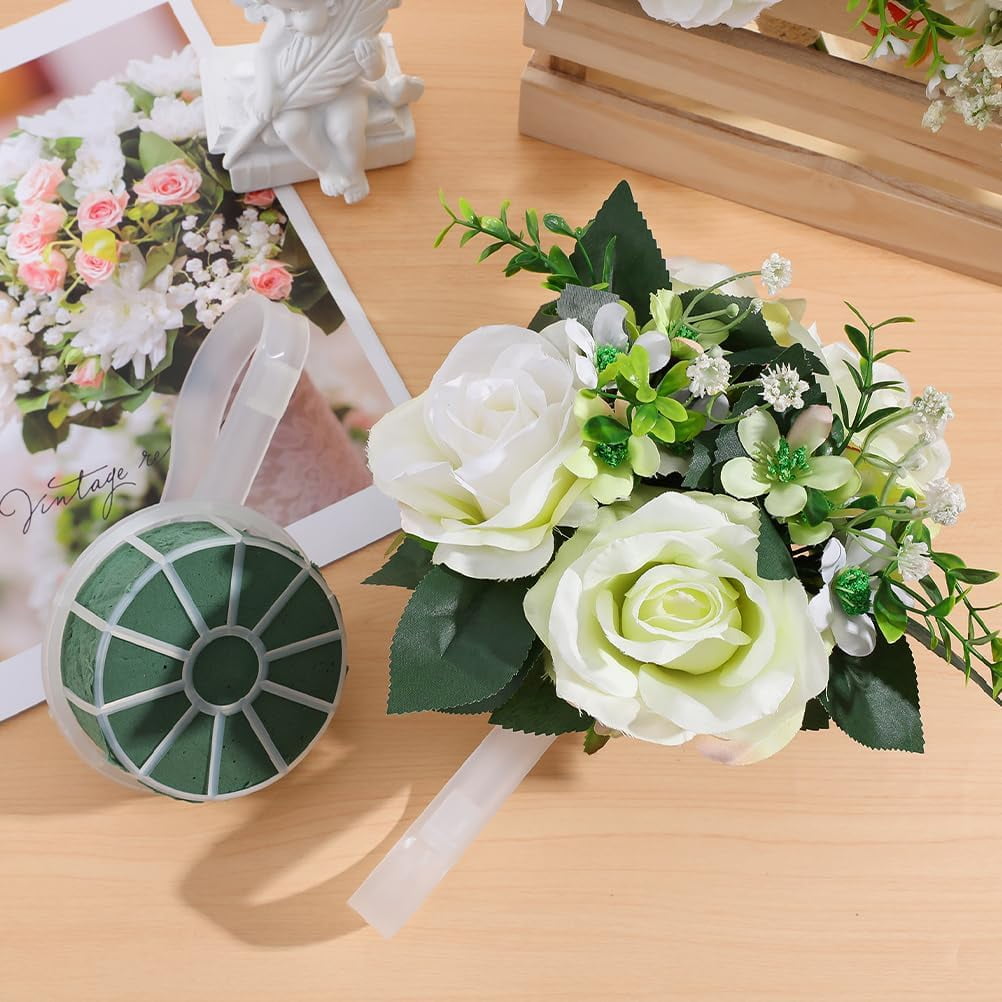 ABCISI 4 Pcs Bouquet Wedding Supplies Flower Arrangement Foam Wedding Decor Bridal Fresh Flower Holder Flower Holder Handle Decoration Handle Fall Autumn Bride Suite Plastic