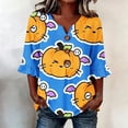 thumbnail image 2 of MVRLSH Shirts Tops for Women Half Button Down V Neck Three Quarter Sleeve Loose Fit Summer Basic Casual Blouse, 2 of 5