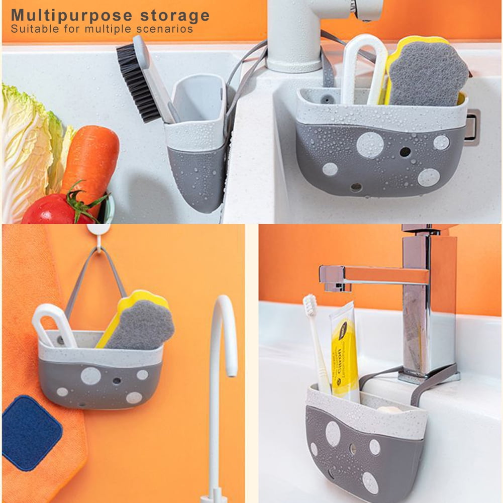 Details about   Sponge Holder Rack Double Sink Caddy Home Kitchen Organizer Storage Tool Hanger