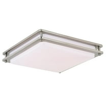 Flush Mount Ceiling Light - Satin Nickel Finish, White Shade - 16 Inch Modern Light Fixture