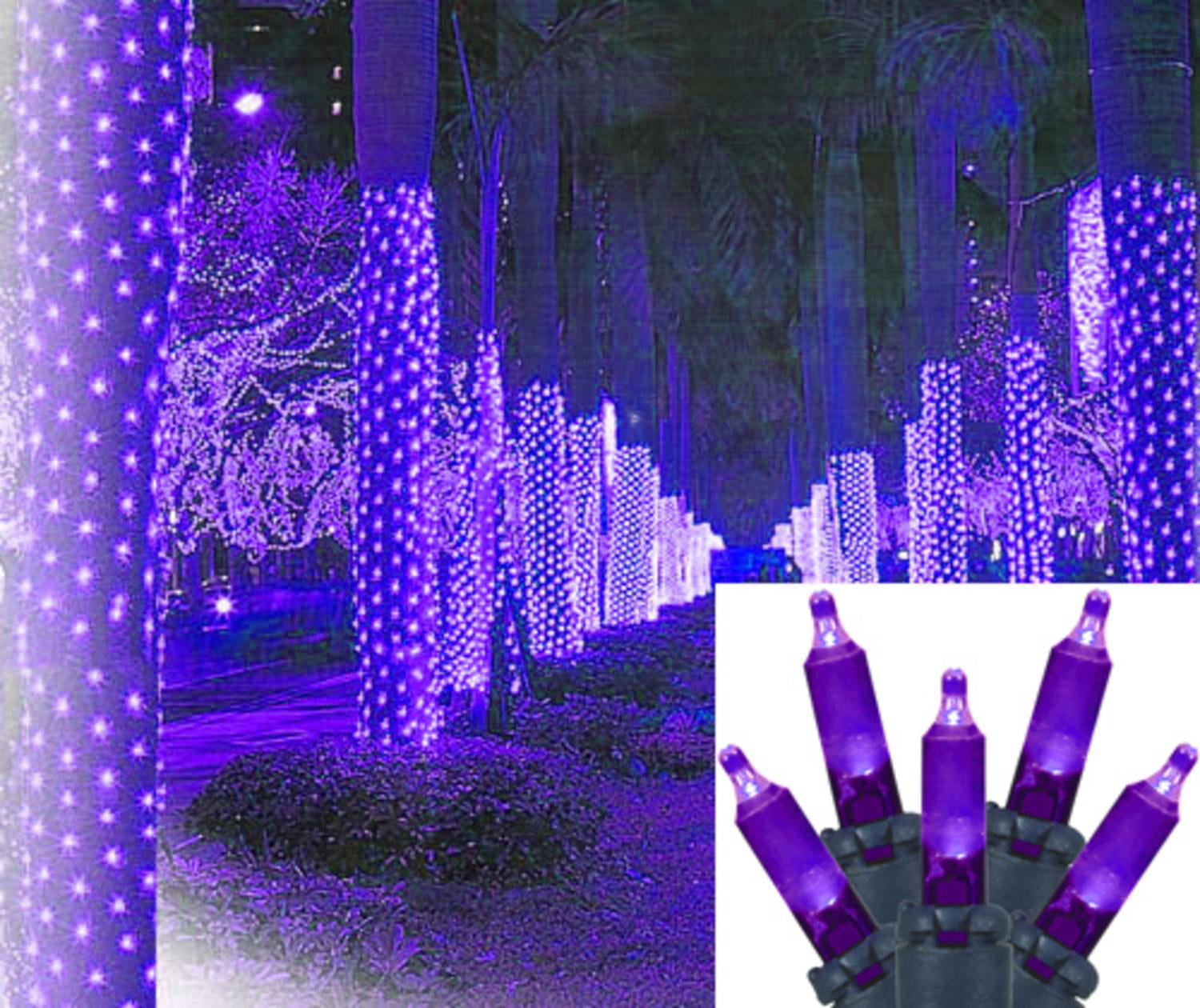 2' x 8' Purple LED Net Style Tree Trunk Wrap Christmas Lights - Green ... Christmas Trees Decorated Purple