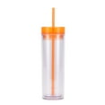 thumbnail image 1 of Vaso con pajita transparente de doble capa de 450 ml con tapa de color, vaso de agua de doble capa con pajita, 1 of 5