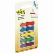 Post-it Arrow Flag With Dispenser - 20 x Blue, 20 x Green, 20 x Purple, 20 x Red, 20 x Yellow - 0.50" x 1.75" - Assorted - Removable, Self-adhesive - 100 / Pack