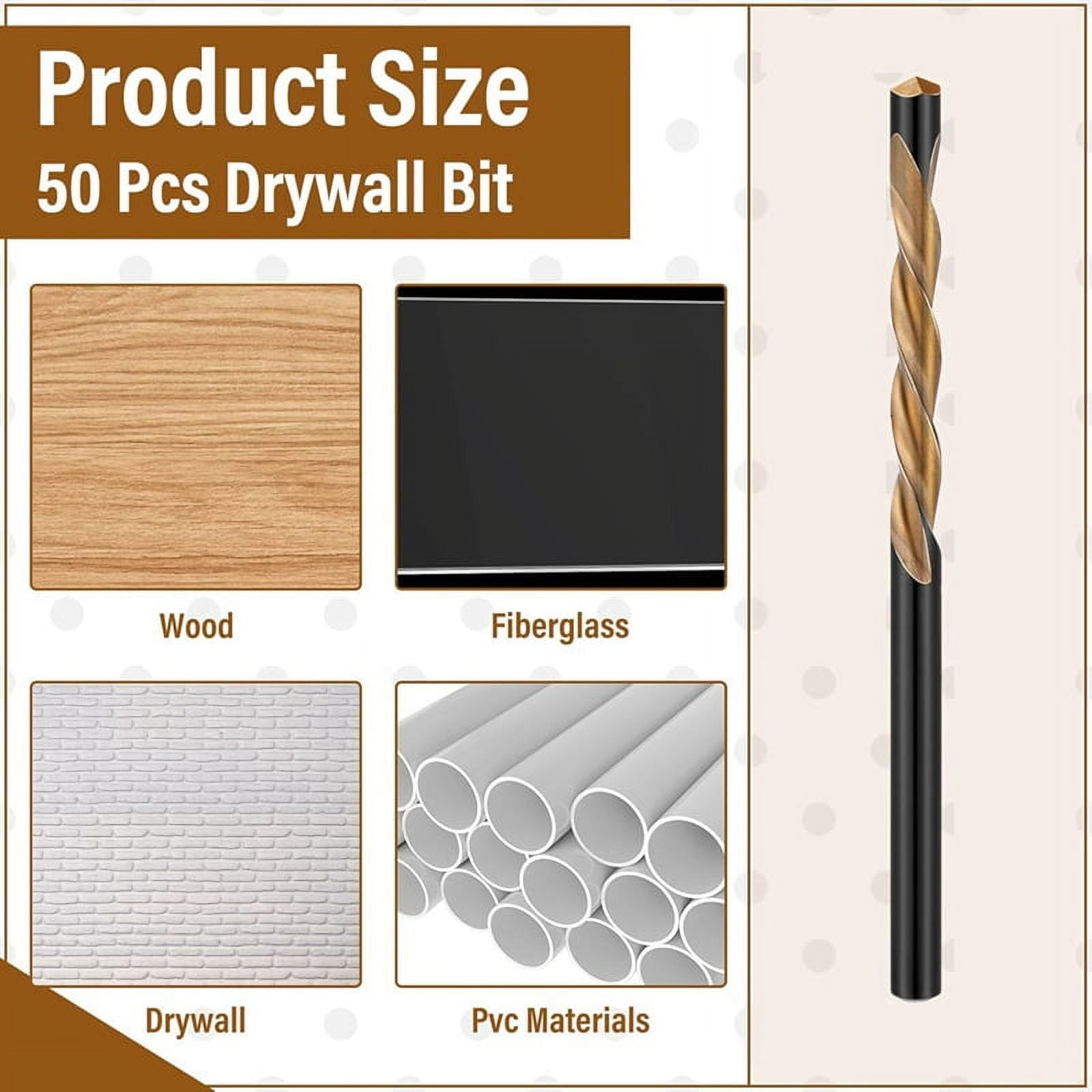 50pcs Drywall Drill Bits Pilot Point Cutting Drill Bits Diameter Drywall Router Drill Bits Drywall Tools for Spiral Saw