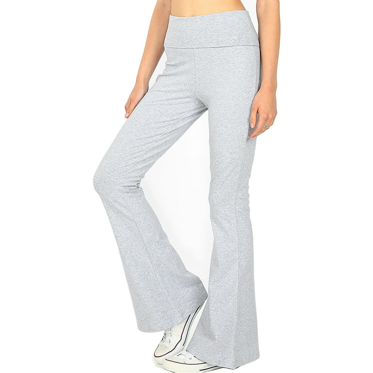KOGMO Women's Premium Cotton Flared Fold Over Yoga Pants Exercise Pants  (S-3X) 