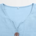 thumbnail image 6 of Women Casual Cotton Linen V Neck 3/4 Sleeve Button Decor Loose Fit Summer Blouse Top, 6 of 9