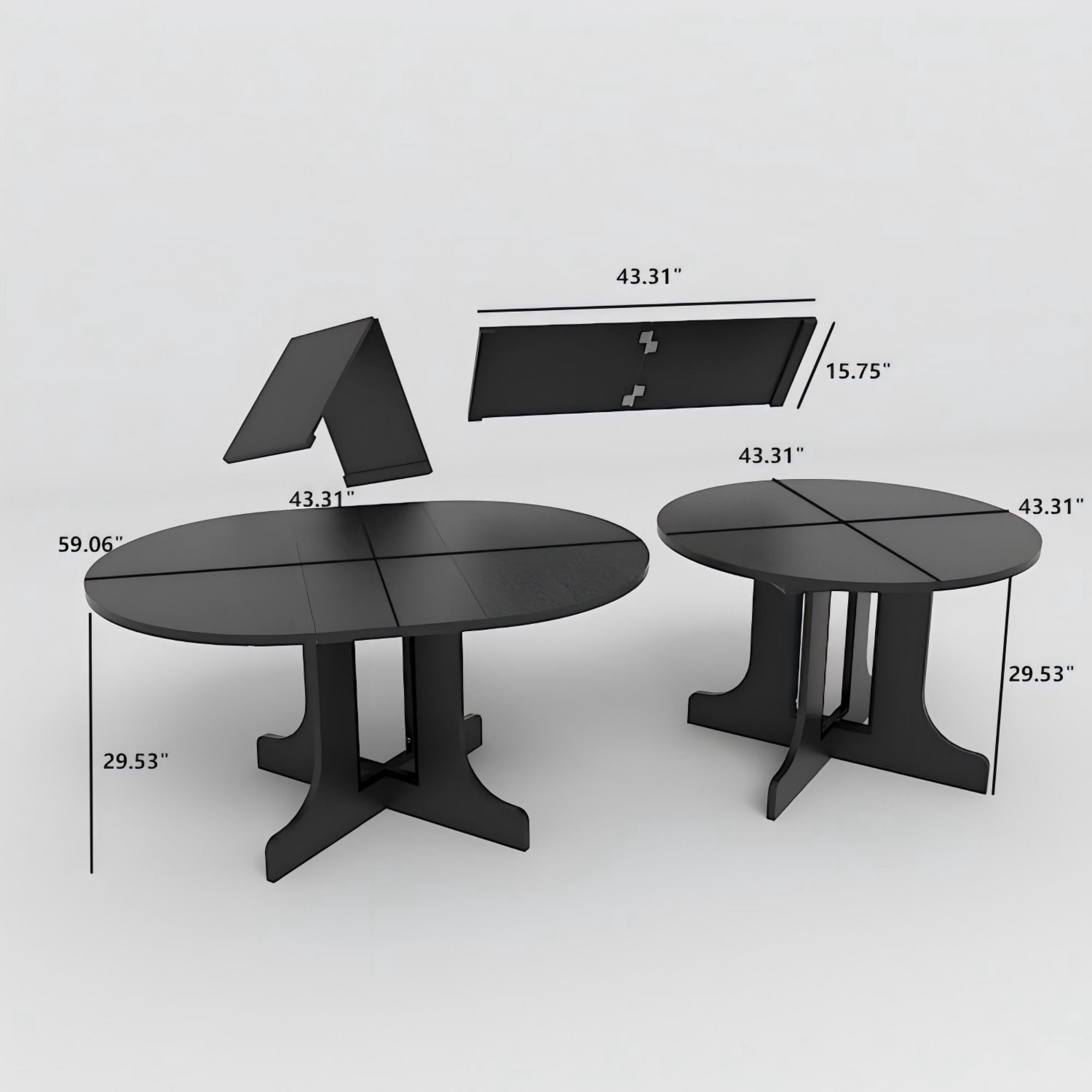 MAYEERTY Farmhouse Expandable Round to Oval Dining Table for 6, Extendable Kitchen Table with Removable Leaf, for Home Dining Room, Apartment, Kitchen Gathering Furniture