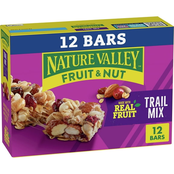 Nature Valley Chewy Fruit and Nut Granola Bars, Trail Mix, 1.2 oz, 12 ct