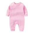 thumbnail image 3 of Riecok Newborn Baby Boys Girls Rompers Long Sleeve Round Neck Solid Color Onesie Newborn Baby Cotton Onesie Pink 12 Months, 3 of 3