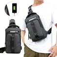 thumbnail image 2 of Sling Bag For Men Women Adjustable Shoulder Strap Chest Pack Backpack Daypack With Earphone Hole Multiple Pockets Lightweight Compact Design Outdoor Hiking Camping Dark Grey Bag H-129 Dark, 2 of 6