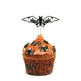 thumbnail image 5 of Halloween Bat Cupcake Toppers, 12Pcs Halloween Baking Birthday Cake Decorations, Black Glitter Bat Halloween Cupcake Decorations for Halloween Theme Baby Shower Kids Birthday Party Supplies, 5 of 8