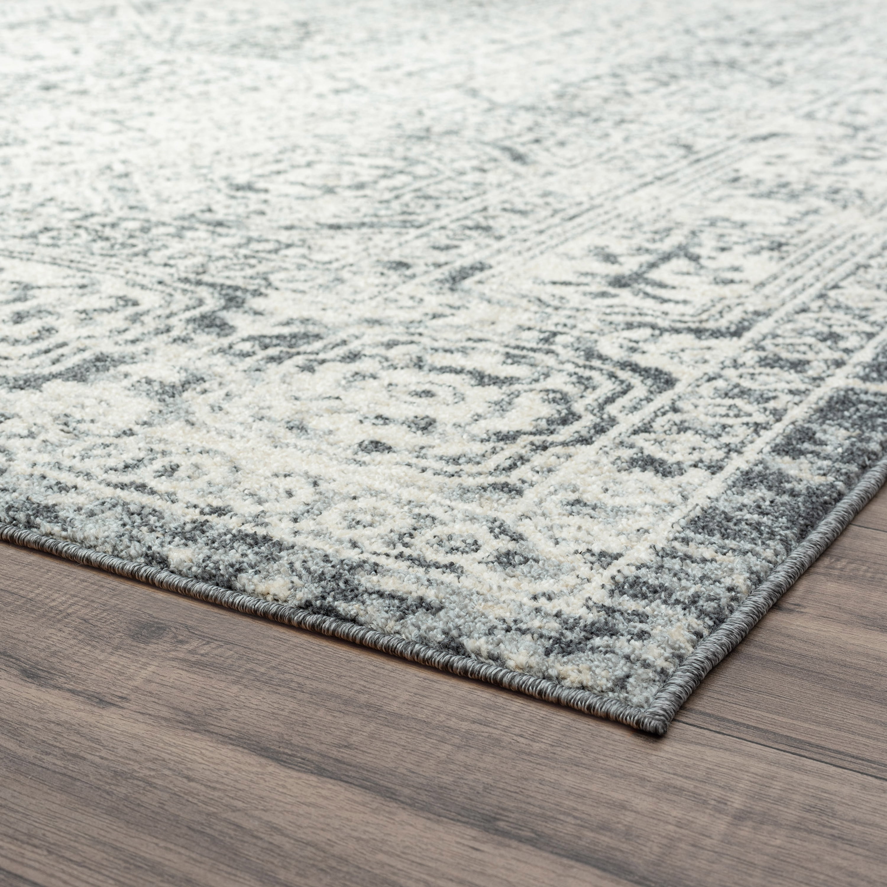 Traditional 8x10 Area Rug (7'11'' x 10'3'') Oriental Gray, Gray Living Room Easy to Clean