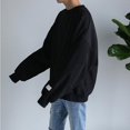 thumbnail image 2 of Men's Round Neck Pullover Sweater Autumn Pullover Top T-shirt Black XL, 2 of 14