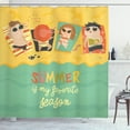 thumbnail image 1 of Saying Shower Curtain, Summer is My Season Lettering Sunbathing Children Beach Funny Holiday Doodle, Fabric Bathroom Set with Hooks, 69W X 70L Inches, Multicolor, by Ambesonne, 1 of 3