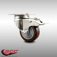 thumbnail image 2 of 3 Inch 316SS Maroon Polyurethane Swivel Top Plate Caster with Total Lock Brake, 2 of 2