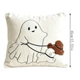 thumbnail image 3 of Halloween Ghost Pillow Cover, White Polyester Cushion Case, 18x18 Spooky Bedroom Decor, Hidden Zipper, Machine Washable for Home by MPOISVA, 3 of 6