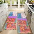 thumbnail image 4 of Kitchen Rugs Sets Of 2,Colorful Pioneer Flower Patchwork Anti Fatigue Kitchen Mat Rugs Non Slip Washable,Decorative Kitchen Floor Mats for Kitchen,Sink,Laundry,17"X47", 4 of 5