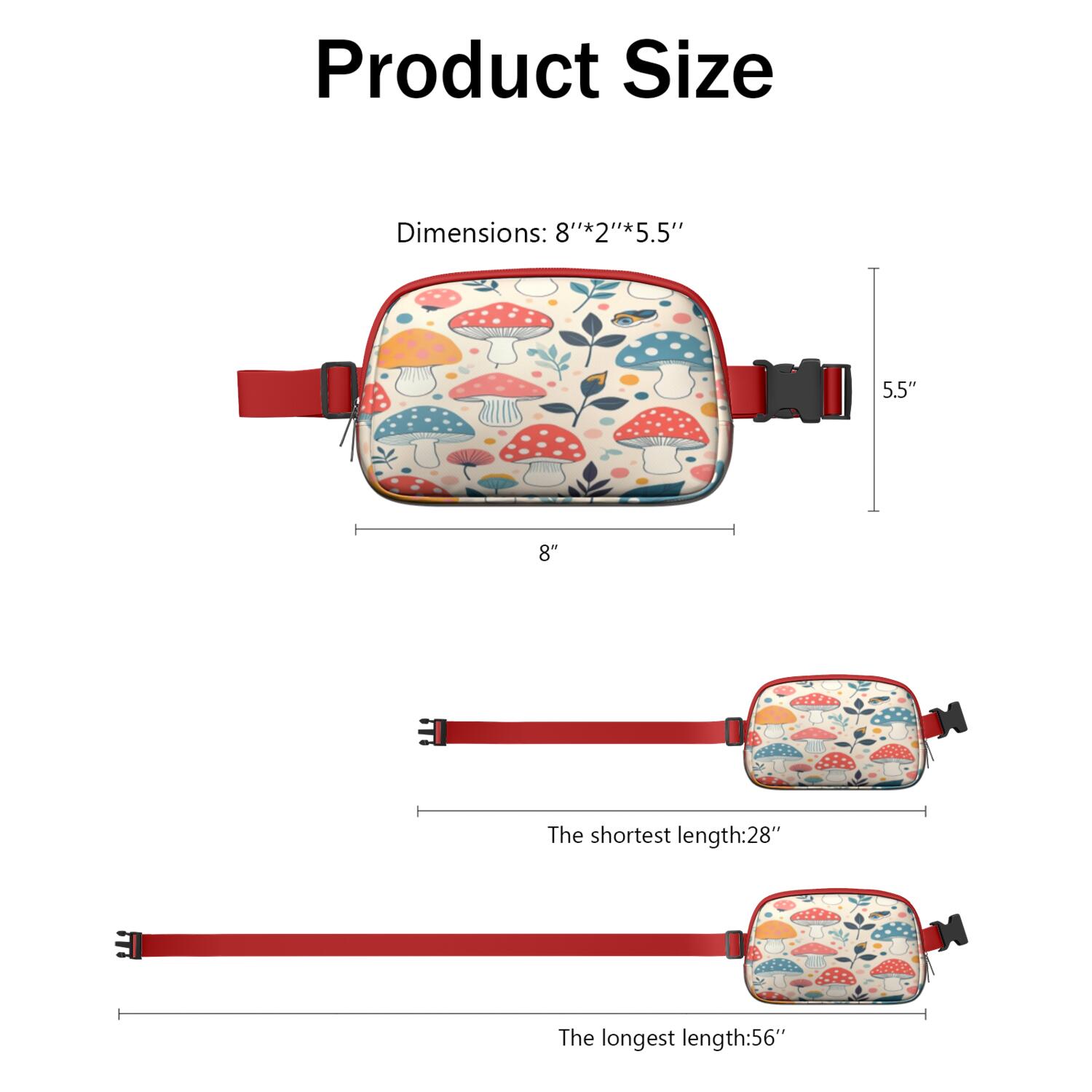 Crossbody Fanny Pack for Sports Enthusiasts Commuters Waist Bag & Hip Bum Bag with Adjustable Strap for Casual Running Hiking Cycling Mushroom Sporty Waist Pack