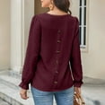 thumbnail image 4 of Corabera Womens Boho Tops Crewneck Pleated Fall Shirts for Women Cute Swiss Dot Going Out Tops Flowy Blouses Dressy Casual Burgundy, 4 of 11