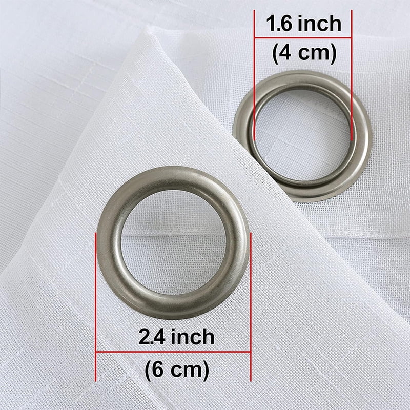 Sheer Curtains Faux Linen Semi Voile Light Filtering Drapes Pair for Bedroom Living Room, Set of 2 Grommet Top Window Curtain Panels (Each 54x108 Inch, White)