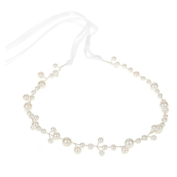 KAKOWELY Diadema elegante con perlas para niñas, tocado, joya para el cabello