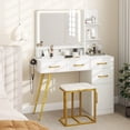 thumbnail image 4 of Costway Modern Vanity Desk Set with Charging Station,Hair Dryer Holder & 3-Color LED Mirror, 4 of 10