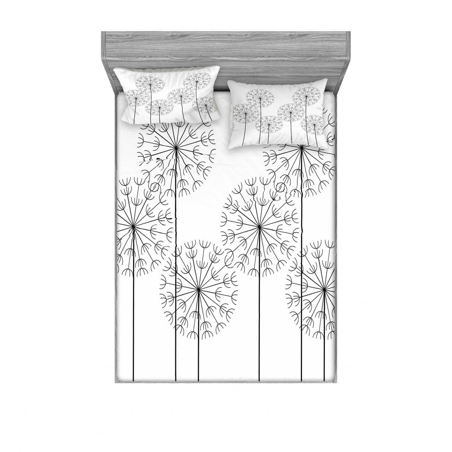 Floral Bedding Set with Sheet & Covers, Modern Hand Drawn Digital