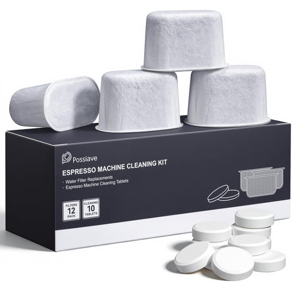 12-Pack Charcoal Water Filters and 10-pack Cleaning Tablets for Breville Espresso Machines, Breville Cleaning kit - Espresso Accessories