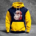 thumbnail image 2 of Men Hooded Sweatshirt Long Sleeve Pullover Santa Claus Graphic Print Casual Loose Fit Kangaroo Pocket Drawstring Design Yellow L, 2 of 5