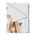 thumbnail image 2 of Animal Soft Flannel Fleece Blanket, Happiness is a Girl and Her Horse Lettering with Side Portrait of Animal, Cozy Plush for Indoor and Outdoor Use, 50" x 70", White and Multicolor, by Ambesonne, 2 of 5