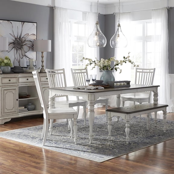 Liberty Furniture Magnolia Manor Opt 6 Piece Leg Table Dining Room Set - White