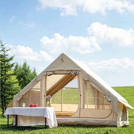 Inflatable Tent for Camping, 4/6 Person Blow up Air Glamping Room Tent House with Stove