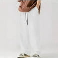 thumbnail image 2 of Wyobmus Men's Corduroy Cargo Pants Solid Casual Elastic Waist Drawstring Straight Leg Pants forOutdoor Workout Jogging Running B-White, 2 of 8