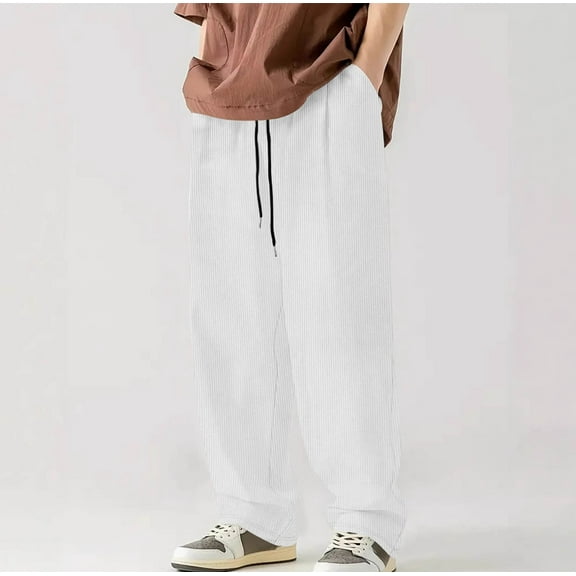BLCHUNen Sweatpants for Men Drawstring Elastic Waist Corduroy Outdoor Daily Casual Active Athletic Sports Pants