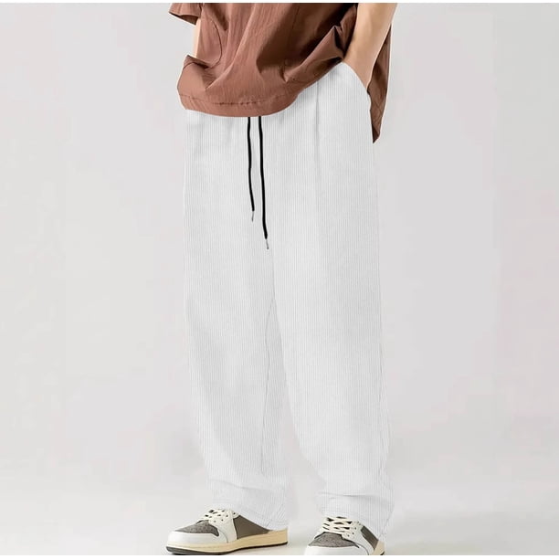 Pantalones largos de pana elásticos con cordones para hombre, de color liso, para actividades al aire libre, para fitness, pantalones largos para hombre