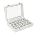 thumbnail image 4 of Jewelry Organizer Box, Clear Glass Cover Small Velvet Jewelry Box Organizer 24 Removable  For Household White, 4 of 8
