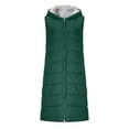 thumbnail image 6 of Womens Long Puffer Vest Hooded Jackets Mid-length Warm Dual Zippers Cotton Down Coat Winter Outwear with Pockets (L, Green), 6 of 7