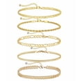 thumbnail image 2 of 5 piezas de tobilleras con cadena en capas para mujer Tobilleras minimalistas para chicas adolescentes Tobilleras de moda para mujer, 2 of 8