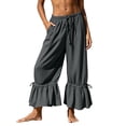 thumbnail image 2 of HAiming Plus Size Boho Pants for Women Ruffle Baggy Loose Casual Drawstring Elastic Waist Pants Vacation Pants, 2 of 9
