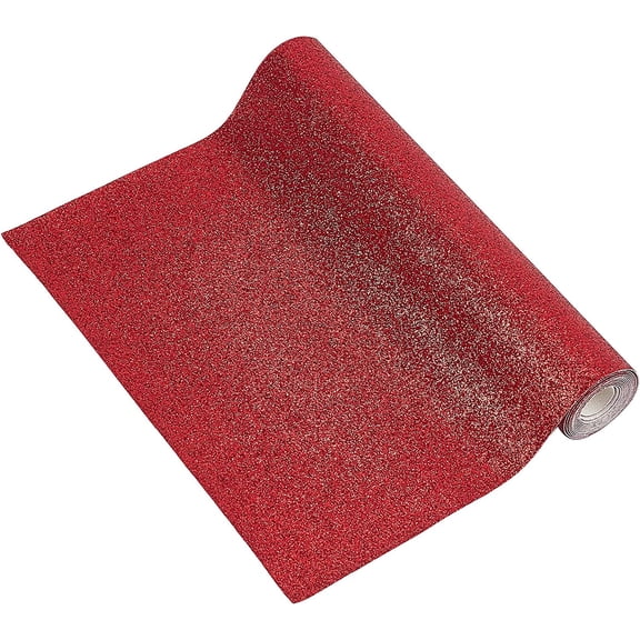 53 x 8.3 Inch Glitter Leather Sheets Shiny Faux Leather Chunky Glitter Fabric Sheets Canvas for Hair Bows Jewelry Making DIY Sewing Crafts Red DIY