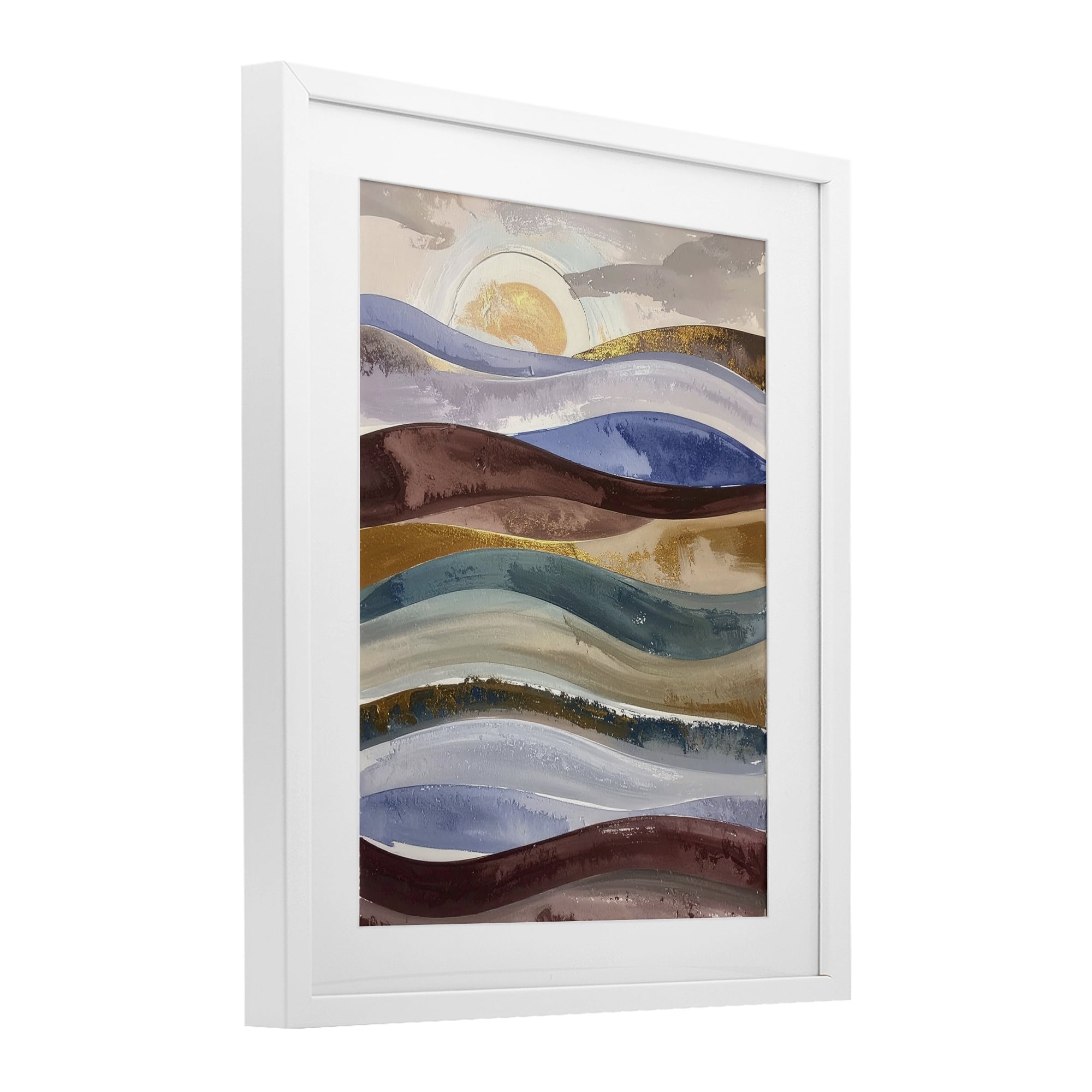 Stupell Industries Layered Ocean Flow White Framed Print Under Glass, design by Alonza Saunders