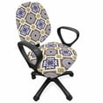 thumbnail image 1 of Vintage Office Chair Slipcover, Classic Victorian Pattern with Geometric Shapes and Floral Swirls, Protective Stretch Decorative Fabric Cover, Standard Size, Earth Yellow Dark Blue, by Ambesonne, 1 of 5