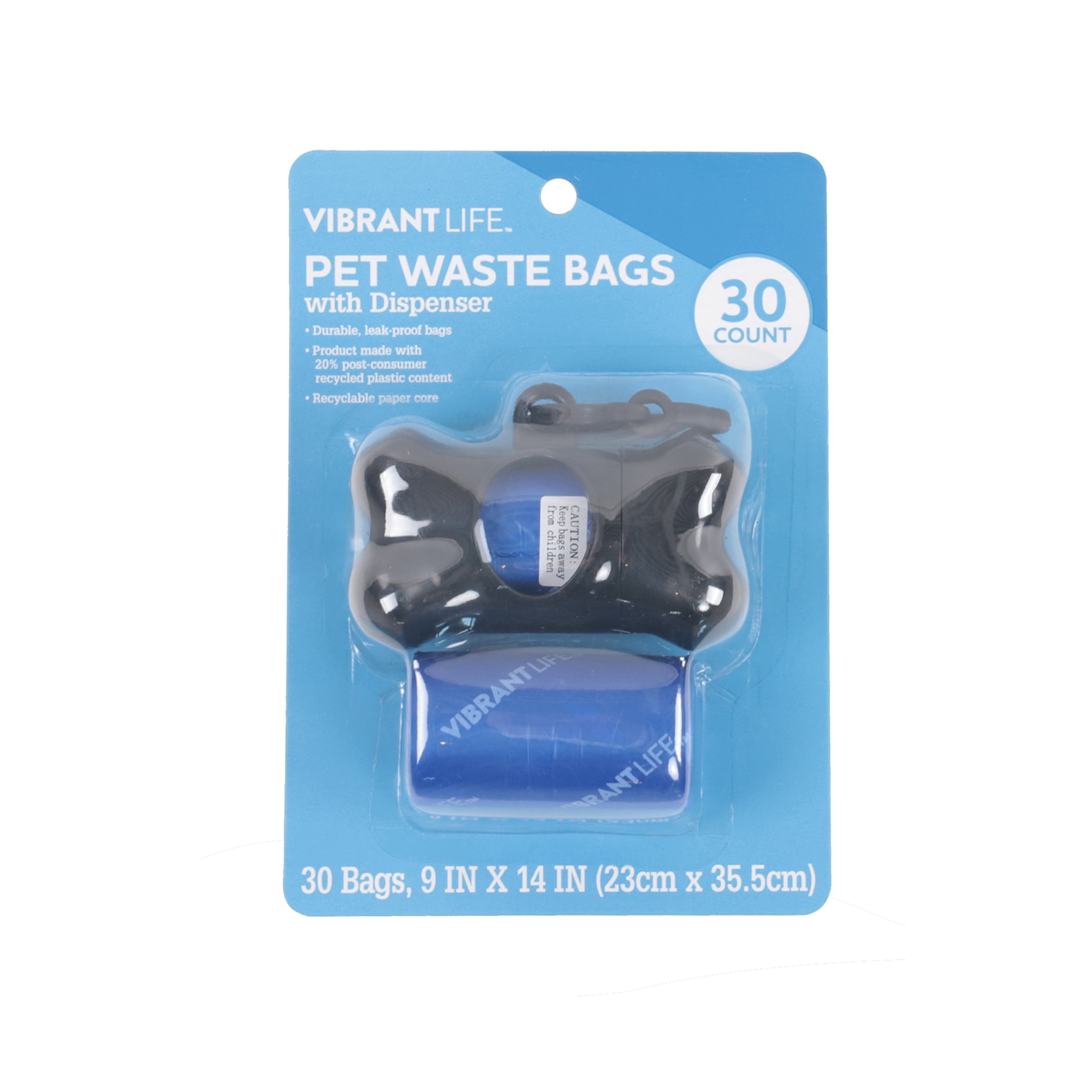 (4 pack) Vibrant Life Dog Poop Bag Dispenser Holder with Blue Pet Waste Bag, 30 Count