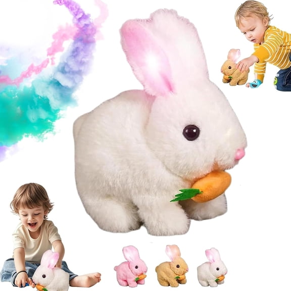 Guvpev Bunby - My Realistic Bunny Toy, Bunny Stuffed Animal with Sounds and Movements, Bunny Toys for Kids, Jumping, Twitching, and Shaking Ears, Handmade Rabbit Interactive Toys for Boys Girls
