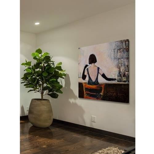 "Bar Scene Woman" Painting Print on Wrapped Canvas