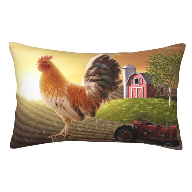 Balery Country Farm Morning Rooster Funda de Cojín Estampada, Regalos para Mujeres, Regalos de Amor para Ella, Regalos para Novia o Esposa, Funda de Almohada-16"x24"