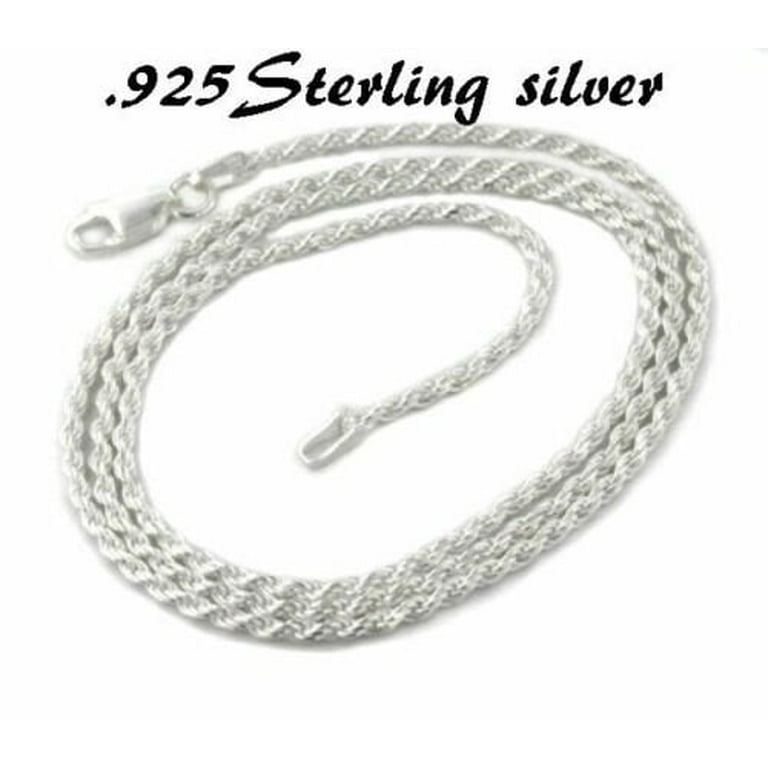 Italian Solid Sterling Silver Rope Link Chain Necklace 925 Silver Chain  UNISEX