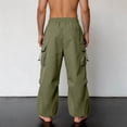 thumbnail image 4 of Men's Baggy Cargo Pants Loose Fit Drawstring Parachute Pants Mens Summer Pants Army Green M, 4 of 6